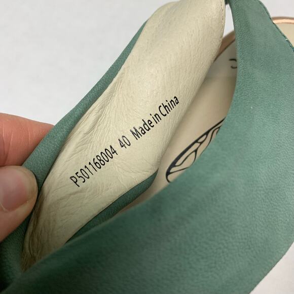 FLY London Women's Green Leather Cross Fabric Slip-On Sandals EU Size 40 - Picture 4 of 8